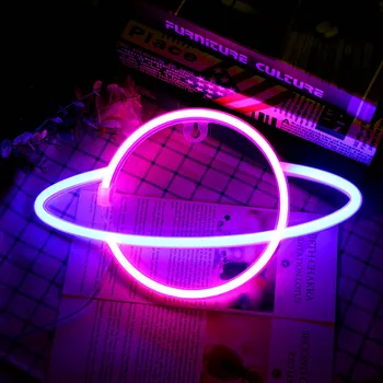 LED Kabinti Neoninės Šviesos Ovalo Planetos Formos Ženklas Baterija Miegamasis Birthday Party Bar Paplūdimys Vestuvių Dekoravimas Kambario Apšvietimo