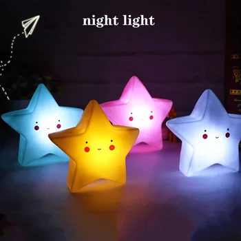 LED Mini Naktį Šviesos Animacinių filmų Fantasy Moon Star Naktiniai Atsižvelgiant Kūdikio Kambario Puošmena Maitinti Naktį Šviesos Vaikai Dovanų Žaislas
