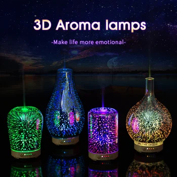 LED Nakties Šviesos 3D Fejerverkų Lempos Oro Drėkintuvas Aromato Aliejus Difuzoriaus Rūkas Ultragarso Purkštuvas Aromaterapija Lempos vidaus Apdaila