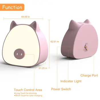 Led nakties šviesos USB judesio jutiklis lempos Kiaulių lempos šviesos srautą galima reguliuoti miego krūtimi puikus trijų spalvų dropshipping vaikams