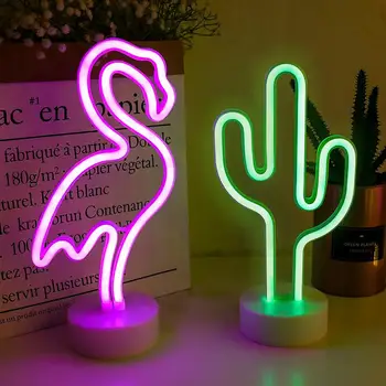 LED Neonas Pasirašyti Šviesos Šventė Flamingo Naktį Šviesos Kalėdos Šalis, Vestuvių Dekoravimas Namuose Dovana Vienaragis USB Baterijos Veikimo Neoninės Lempos