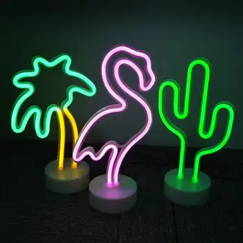 LED Neonas Pasirašyti Šviesos Šventė Flamingo Naktį Šviesos Kalėdos Šalis, Vestuvių Dekoravimas Namuose Dovana Vienaragis USB Baterijos Veikimo Neoninės Lempos