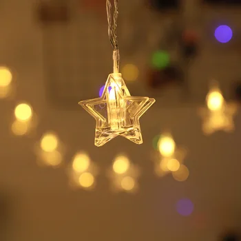 LED star String žibintai Kortelės Foto Įrašą Turėtojas Pasakų Girliandą lempos Kalėdų, Naujųjų Metų Vestuves Apdailos Baterija atostogų