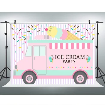 Ledų Sunkvežimis Parduotuvė Fone Kūdikių Mergaičių Birthday Party Rožinė Automobilio Fotografijos Fone Tortas Stalo Dekoravimui Reklama Prekių