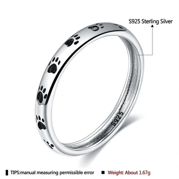 LEKANI 925 Sterlingas Sidabro Vienas Cute Kačių Pėdos Piršto Žiedai Moterims Vestuvinis Žiedas Fine Jewelry Valentino Diena Dovana