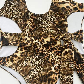 Leopardas spausdinti seksualus vientisi maudymosi kostiumėlį moteris monokini 2020 naujas Tuščiaviduriai iš tvarstis maudymosi kostiumėliai moterims, maudymosi kostiumą, Aukštos sumažinti bodysuits