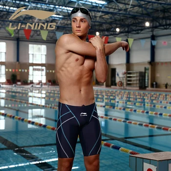 LI-NING NAUJAS Profesionalus Vyrų Konkurencingą Plaukti Lagaminai Maudymosi kostiumai Vyrams, Prekės Kietasis Jammer maudymosi kostiumėlį VYRŲ plaukimo jammer