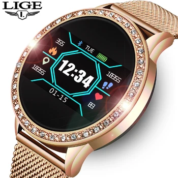 LIGE 2020 Naujas Smart Watch Moterų Sporto Vandeniui Širdies ritmo Monitorius Kalorijų Smartwatch 