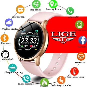 LIGE Smart Watch Moterų Sporto Smart IP67 atsparus Vandeniui Fitness Tracker Kraujo Spaudimas, Širdies ritmo Monitorius Pedometer Aktyvi Apyrankė
