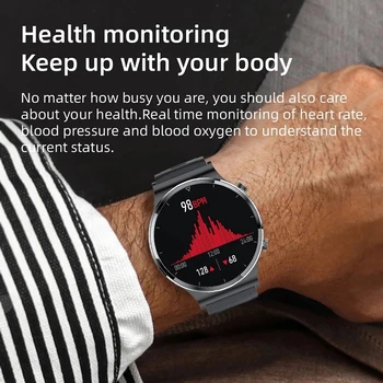 LIGE Smart Watch Vyrų Jutiklinio Ekrano Stebėti Širdies ritmą, Kraujo Spaudimo Stebėjimo Informaciją Priminimas 