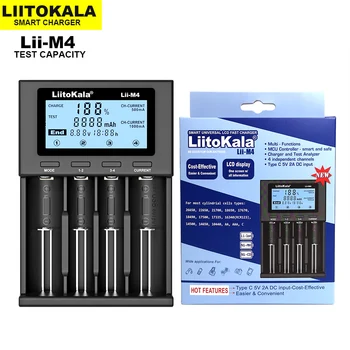 LiitoKala Lii-M4 18650 Pakrovėjas, LCD Ekranas Universalus Protingo Įkroviklio Bandymo pajėgumas, 26650 18650 21700 18500 AA, AAA ir t.t 4slot