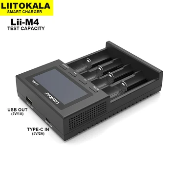 LiitoKala Lii-M4 18650 Pakrovėjas, LCD Ekranas Universalus Protingo Įkroviklio Bandymo pajėgumas, 26650 18650 21700 18500 AA, AAA ir t.t 4slot