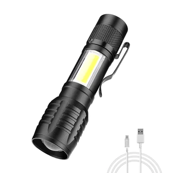 Linkax Mini Nešiojamieji COB LED Žibintuvėlis USB Įkrovimo T6 Darbo lempa ZOOM katerių Kempingas Lauko Su Saugojimo Atveju 17364