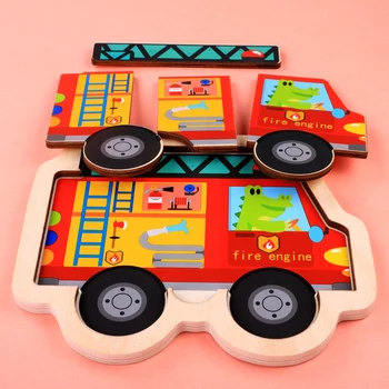 Logwood vaikų Žaislų Medinė Dėlionė 3D Puzzle Dėlionės Valdybos Gyvūnų Transporto priemonės 
