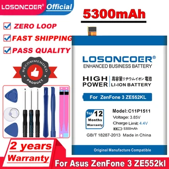LOSONCOER 5300mAh C11P1511 Baterija Asus ZenFone 3 ZenFone3 Ze552kl Z012da/e Baterija Nemokamus Įrankius 16954