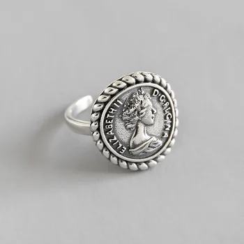 LouLeur 925 sterlingas sidabro Elizabeth pav žiedai, sidabro derliaus turas ryškus, elegantiškas atidaryti žiedai moterų festivalis papuošalai