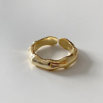 LouLeur Nekilnojamojo 925 Sterlingas Sidabro Bambuko Žiedas Moterų Minimalistinio Reguliuojamas Aukso Atidaryti Žiedai Moterims, Elegantiška Prabanga Fine Jewelry