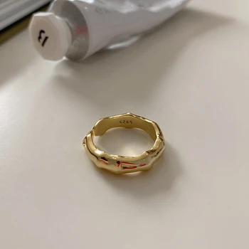 LouLeur Nekilnojamojo 925 Sterlingas Sidabro Bambuko Žiedas Moterų Minimalistinio Reguliuojamas Aukso Atidaryti Žiedai Moterims, Elegantiška Prabanga Fine Jewelry