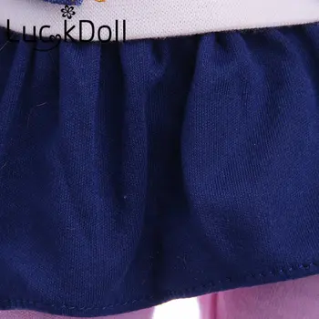 LUCKDOLL Džinsinio LongSleeved Striukė+T-Shirt+Suknelė Mėlynos spalvos Sijonas+Kelnės Tinka 18 Colių American43CM BabyDoll Drabužių Priedai,Mergina Dovana