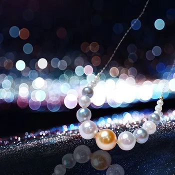 MADALENA SARARA AAA 7-8mm jūros perlas natūralus pilka Akoya ir Southsea vandens perlų s925 sterlingas sidabro grandinės