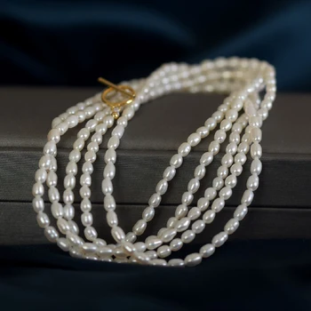 Mados Ilgą Perlų Vėrinį baltos spalvos Natūralių gėlavandenių mažas Perlas Megztinis grandinės Moterų Perlų Papuošalai vestuvių dovana 1789