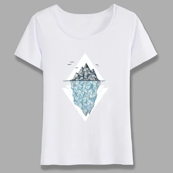 Mados Ledkalnio Spausdinti Marškinėliai Moterims Kalnų Dizaino T-Shirt Atsitiktinis Cool Girl Marškinėliai Trumpomis Rankovėmis Marškinėlius Viršūnes Trišakiai Plius Dydis