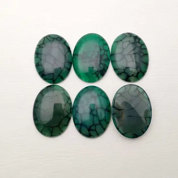 Mados natūralaus akmens žalia agates karoliukai Papuošalai padaryti ovalo formos cabochon 30x40MM 6pcs nr. hloe žiedas priedai, didmeninė