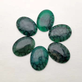 Mados natūralaus akmens žalia agates karoliukai Papuošalai padaryti ovalo formos cabochon 30x40MM 6pcs nr. hloe žiedas priedai, didmeninė