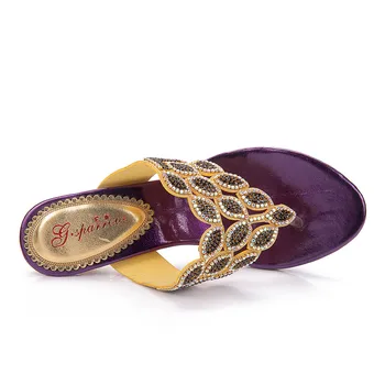 Mados prekės ženklo Kanopų Aukštakulnius batelius prabangos povas gėlės Diamond šlepetės ponios sandalai vasarą šlepetės moterims 5632