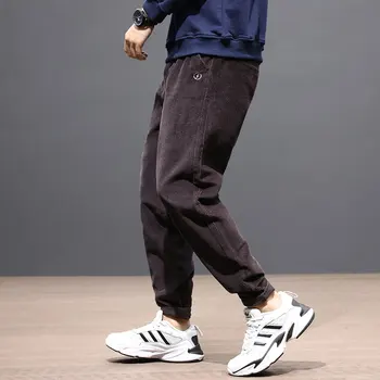 Mados Streetwear Vyrų Džinsai Palaidi Tinka Juoda Pilka Raudona Atsitiktinis Velvetas Krovinių Kelnės Haremo Kelnės Japonų Hip-Hop Kelnės Vyrams