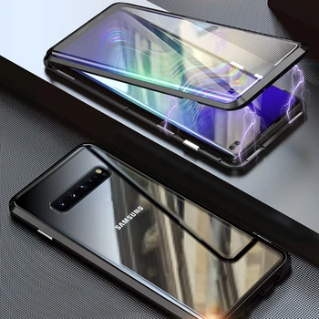 Magnetinio 360 Visas Case For Samsung Galaxy S8 S9 Plus Pastaba 8 9 S9Plus S8Plus Note8 Note9 Telefono Metalo Bamperio Dangtelis +Grūdintas Stiklas
