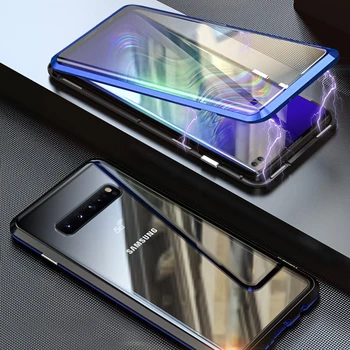 Magnetinio 360 Visas Case For Samsung Galaxy S8 S9 Plus Pastaba 8 9 S9Plus S8Plus Note8 Note9 Telefono Metalo Bamperio Dangtelis +Grūdintas Stiklas