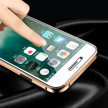 Magnetinio Adsorbcijos Metalo Case For iPhone 6s Plius Grūdintas Stiklas Atgal Magneto Dangtelis Priekinio ir Galinio Stiklo Atveju iPhone 6 Plius