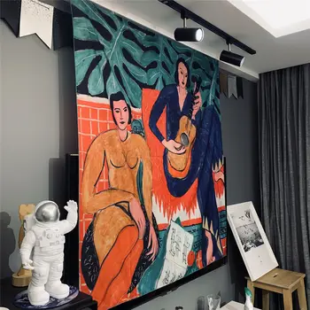 Matisse Moterų Gitara Gobelenas Namų dekoro Medžiaga Meno Aliejaus Tapybai Gobelenas Sienos Audiniu Kambarį, Menai ir Amatai 51239