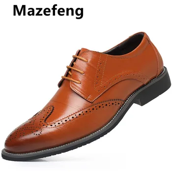 Mazefeng vyrų vestuvių natūralios Odos batai oficialių verslo, Suapvalinti tne žmogui, suknelė, batai, vyriški oksfordo butai RXM081 38-48 dydžio