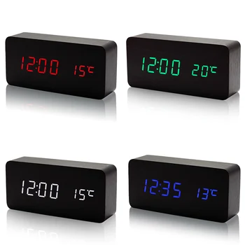 Mediniai LED Laikrodis-Žadintuvas su Temperatūra Skamba Kontrolės Kalendorius LED Ekranas, Elektroninė Darbalaukio Skaitmeninis Stalo Laikrodžiai 15782