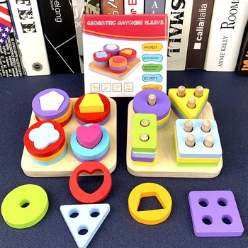 Mediniai Montessori Žaislas Blokai Ankstyvasis ugdymas Švietimo Žaislai Grafikas Formos Rungtynės Vaikams Žaislas Berniukams, Mergaitėms 2Y+ Mini Dydis
