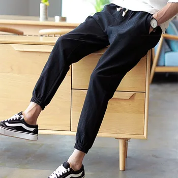 Medvilnės Skalbiniai Poilsiu Black Vyrų Haremas Kelnės Harajuku Fitneso Nėrinių Pavasario Mens Kelnės 2020 M. Vasaros Drabužių Streetwear Vyras