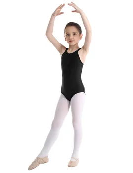 Mergaičių Gimnastikos Leotard Vaikai Kostiumas Rankovių Apynasrio Gėlių Nėriniai Atgal Baleto Triko Jumpsuit Bodysuit Šokių Drabužiai