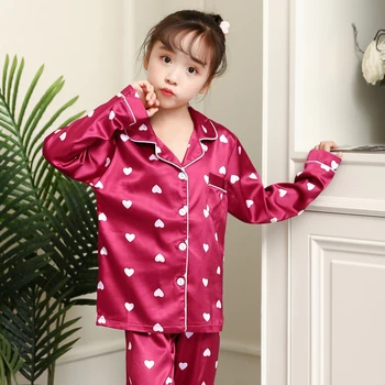 Mergaičių naktiniai marškiniai, pižamos 2020 M. Rudens Žiemos Ilgos Rankovės Vaikų Sleepwear Nustatyti Šilko Pižama, Nustatyti Berniukų Pižamos Rinkiniai Vaikams Nustatyti, naktiniai drabužiai