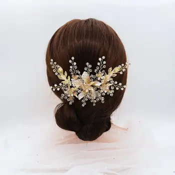 Miallo Naujausias Prabanga Aukso Žiedai Nuotakos Plaukų Šukos Vestuvių Plaukų Aksesuarų, Austrijos Kristalų Rankų Darbo Plaukų Clips Headpieces