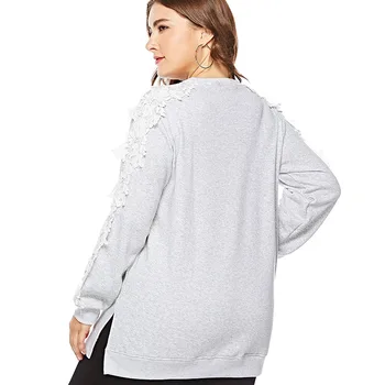 Miaoke 2018 m. rudenį naujų plus size ilgomis rankovėmis siuvinėjimo puloveris palaidinukė negabaritinių hoodie 4XL 5XL 6XL