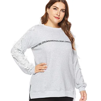 Miaoke 2018 m. rudenį naujų plus size ilgomis rankovėmis siuvinėjimo puloveris palaidinukė negabaritinių hoodie 4XL 5XL 6XL