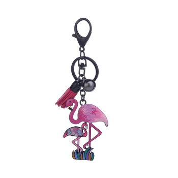 Mielas Flamingo Key Chain Moterų Mados Lydinio Emalio Paukščių Šunų Pakabukas Keychains Vaikai Žavesio paketų prižiūrėtojų raktinę Papuošalai Dekoruoti Dovanas