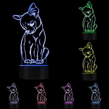 Mielas Mažai Šuo Čihuahua Veislės Portretas 3D Optinė iliuzija Naktis, Šviesa ir Spalva Keičiasi Gyvūnų naminių Gyvūnėlių Šuniuką, Miegamojo Stalo Lempa