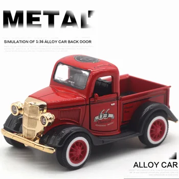 Mini automobilių, Muzikos, šviesos, Retro Automobiliai 1:36 Traukti atgal, Automobilio modelio, Metalo Diecast Transporto priemonių, Mokykla, autobusų žaislas Vaikams Klasikinių Senovinių žaislų