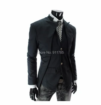 MIXCUBIC mados pavasario Rudens korėjos stiliaus Asimetriškas dizainas tiktų vyrų Verslo atsitiktinis Slim fit vientisos spalvos kostiumą-vyrai, M-2XL
