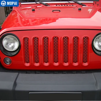 MOPAI Lenktynių Grotelės, ABS Automobilių Priekiniai Įdėkite Medaus Grotelių Viršelio Dekoracija Jeep Wrangler JK 2007-Priedai