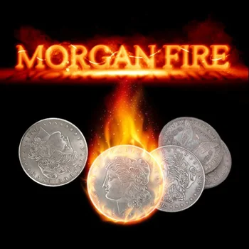 Morgan Ugnies Rinkinys (1 Gaisro Monetų + 3 Morgan Monetų +1 Morgan Lukštais) Magija Gudrybės Viena Moneta į Dvi Magia Arti Iliuzija Paremtų Gudrybė