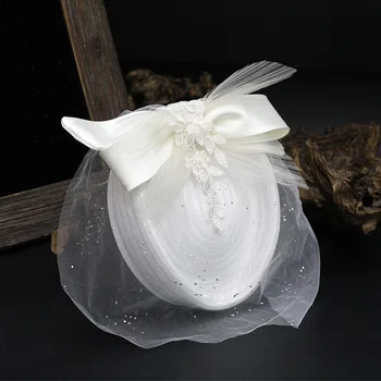 Moterims, Elegantiška baltos spalvos didelis bowknot šydas Fascinator Skrybėlę Kokteilis Bžūp Lady Vestuves Bažnyčioje moteriška skrybėlaitė Skrybėlę Fedora Plaukų Accessories